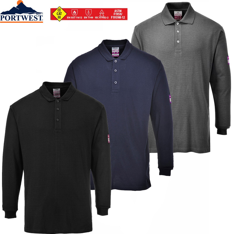 Flammhemmendes, antistatisches Langarm Poloshirt